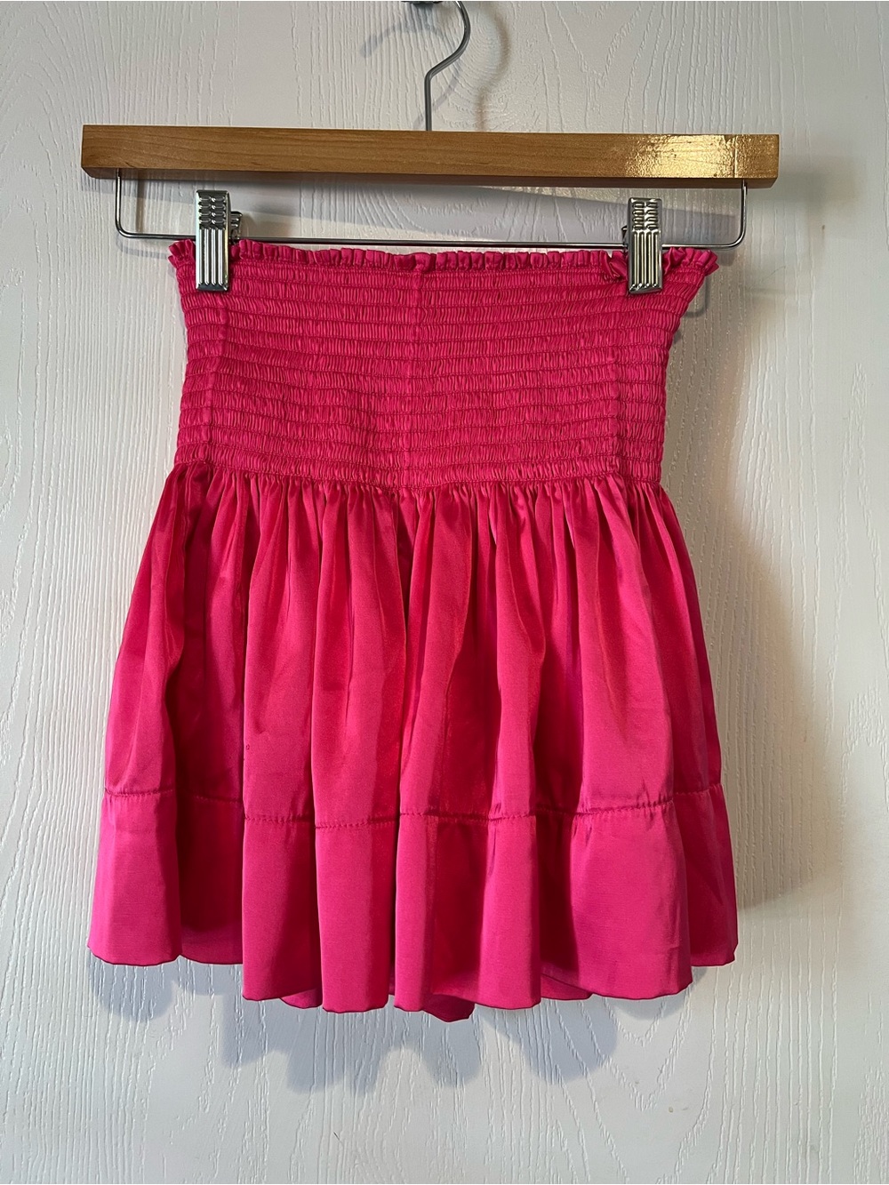 Natural Life Smocked Hot Pink  Satin Flounce Festival Skort Boho Women Sz XS